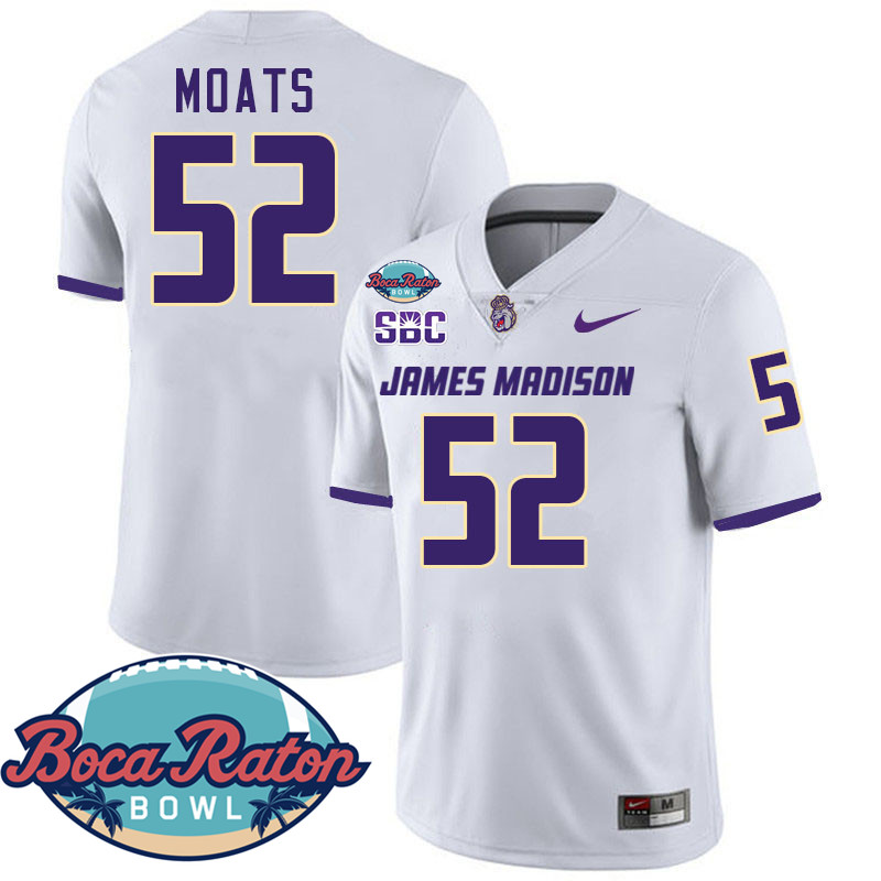 #52 Arthur Moats James Madison Dukes 2024 Boca Raton Bowl Jersey-White